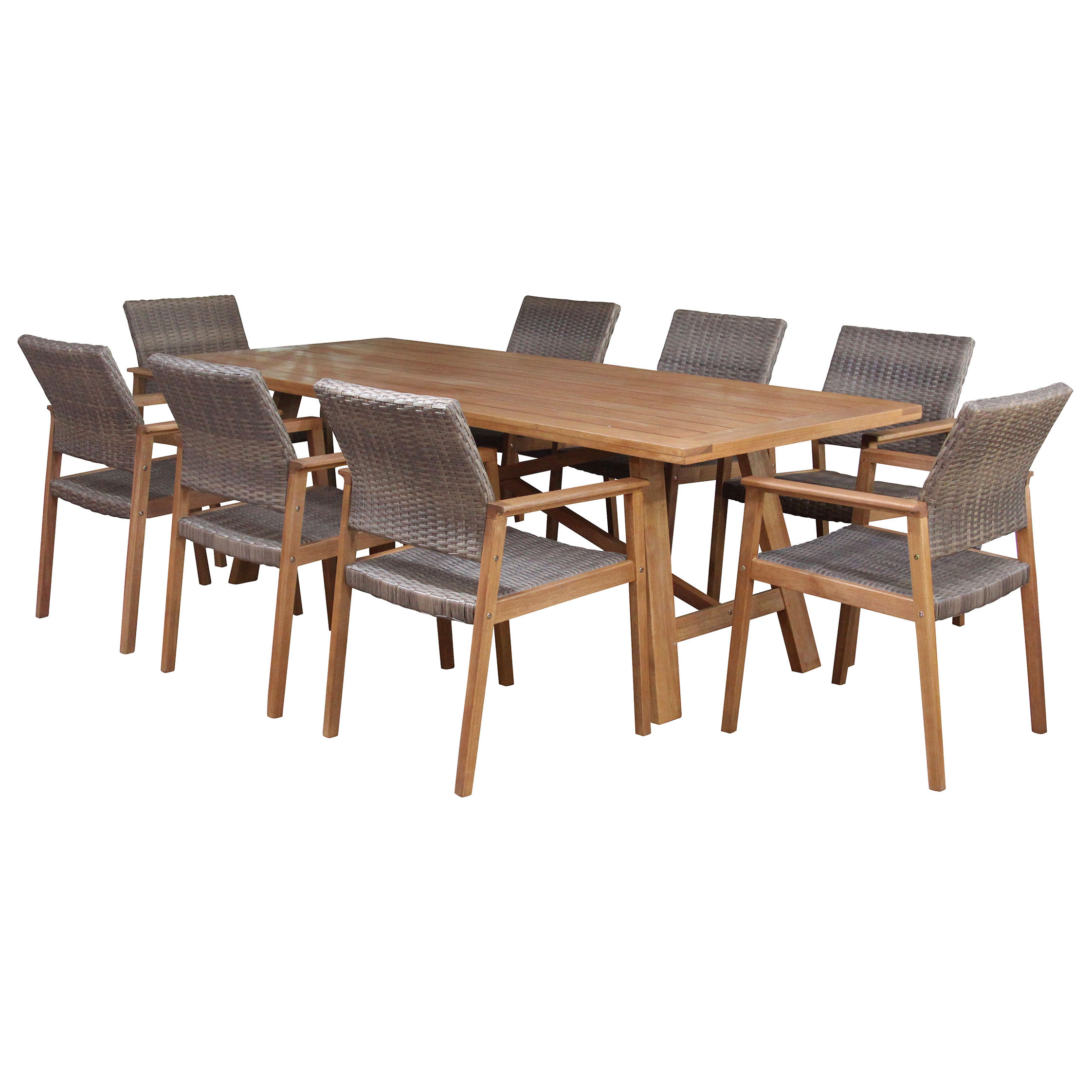 Cascade Set 8 Seater With Capri Wood And Wicker Chairs inside dimensions 2244 X 2244