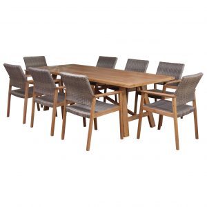 Cascade Set 8 Seater With Capri Wood And Wicker Chairs inside proportions 2244 X 2244