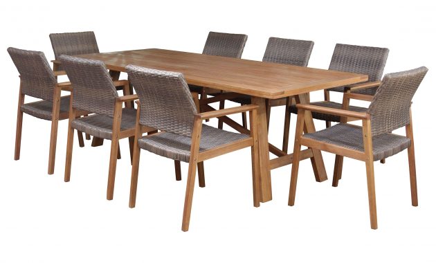 Cascade Set 8 Seater With Capri Wood And Wicker Chairs inside proportions 2244 X 2244