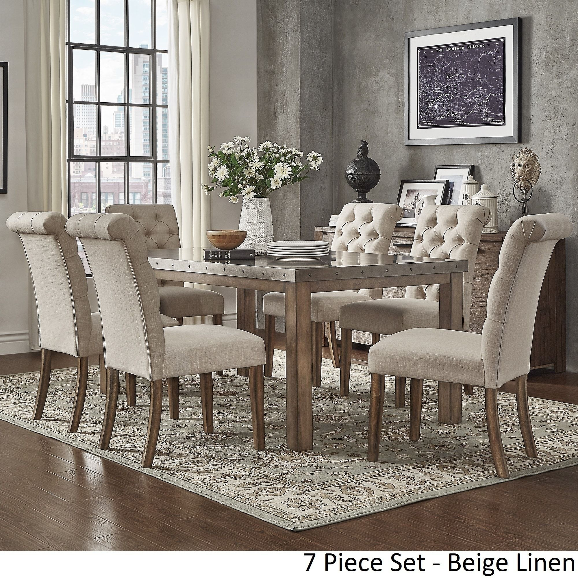 Cassidy Stainless Steel Top Rectangle Dining Table Set in proportions 2000 X 2000