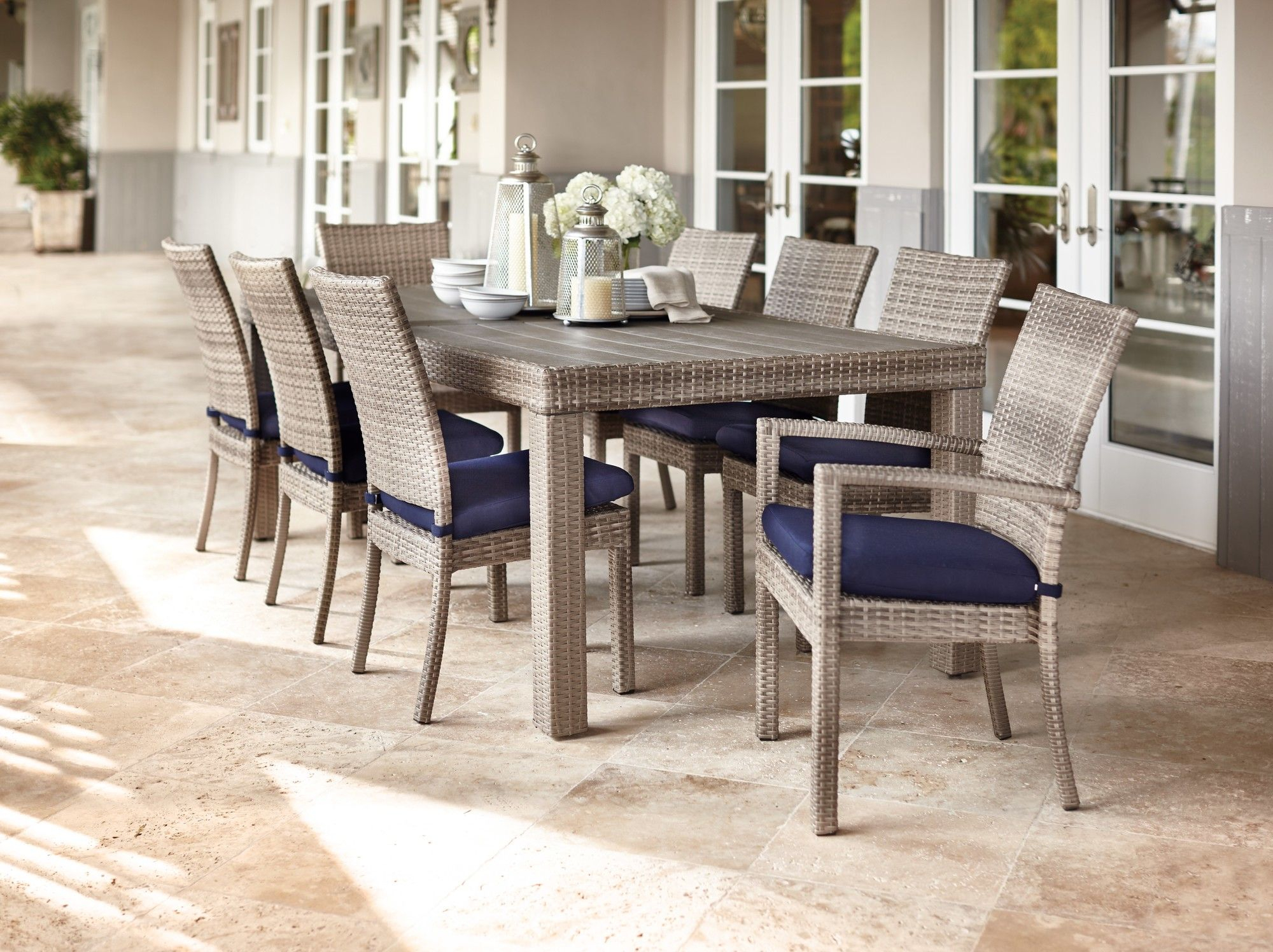 Castelli 9 Piece Sunbrella Dining Set With Cushions Dining for dimensions 2000 X 1496