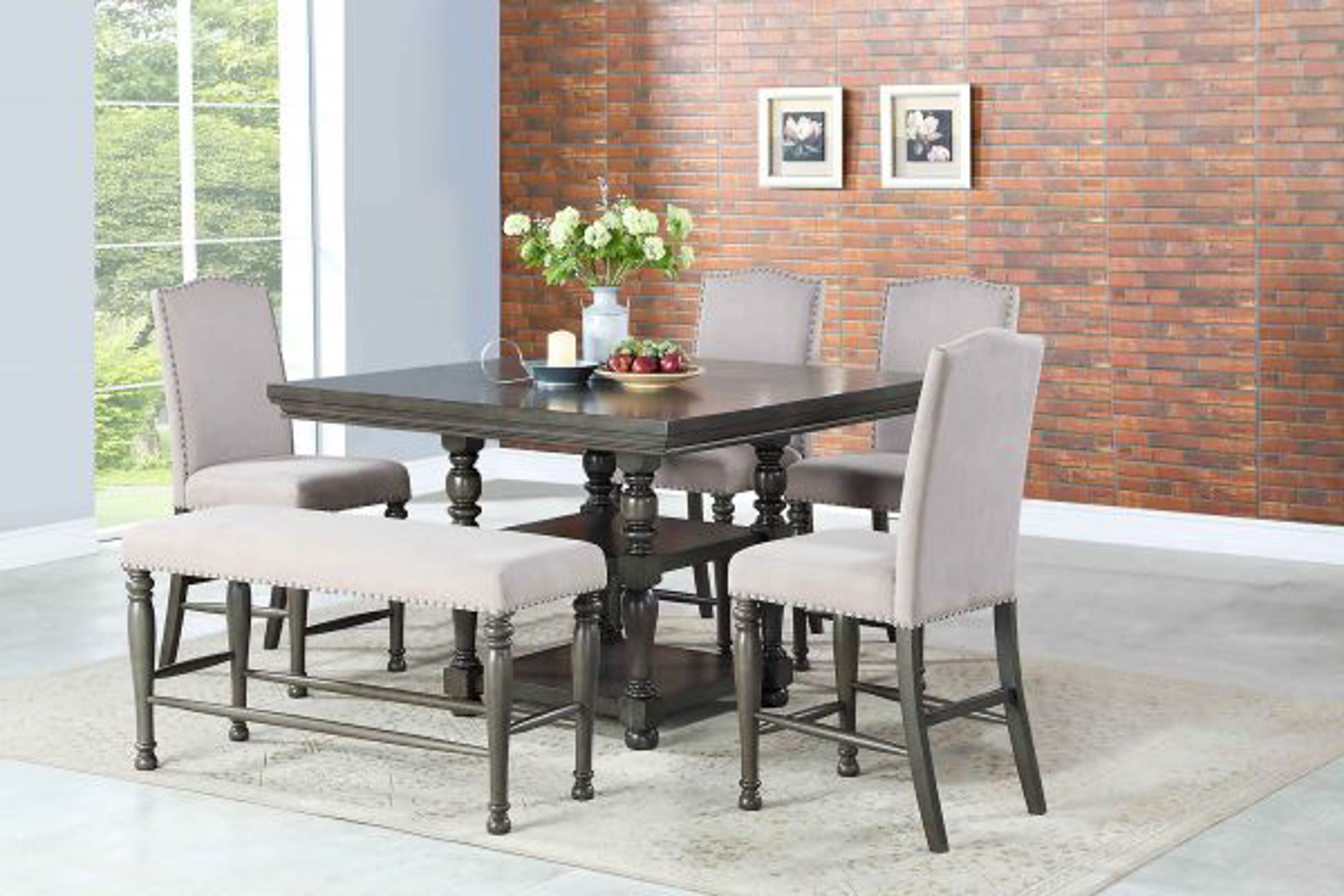 Caswell Eight Piece Counter Height Dining Set intended for proportions 1500 X 1000