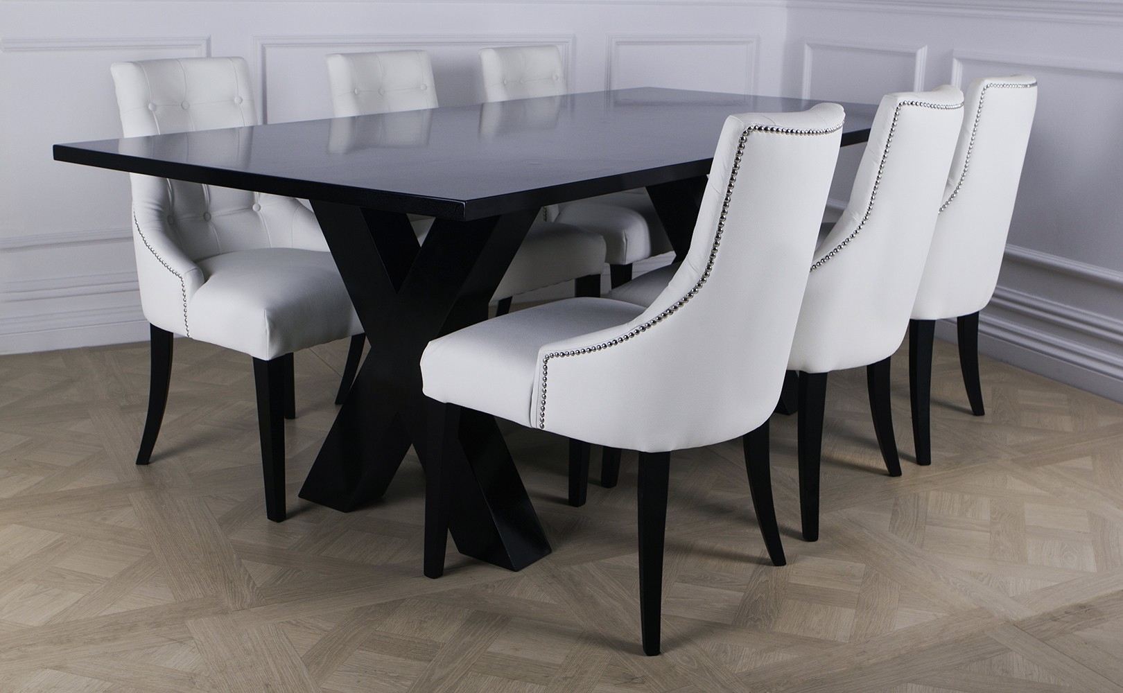 Elegant White Leather Dining Room Chairs