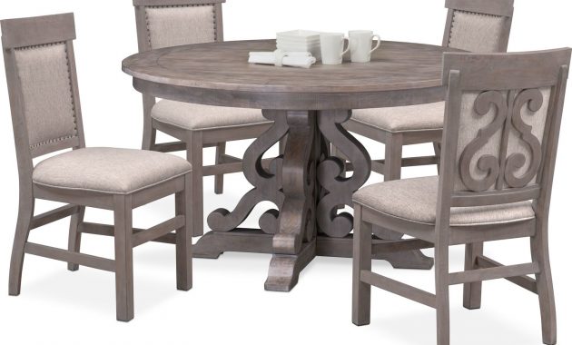 Charthouse Round Dining Table And 4 Upholstered Side Chairs in proportions 1500 X 1009