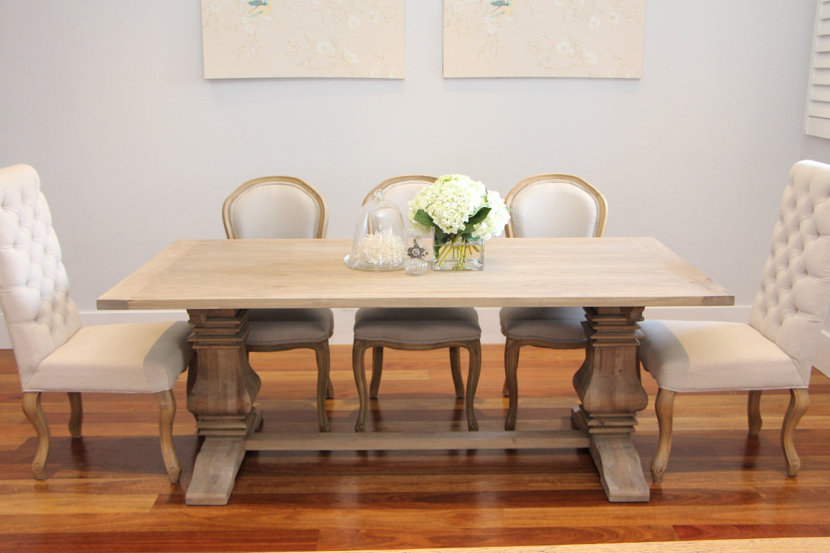 Chateau Hamptons Style Oak Dining Table for size 1200 X 800