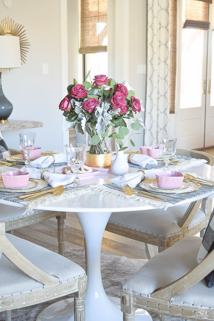 Chic Pink Black Gold Valentines Brunch Tablescape with regard to sizing 736 X 1103