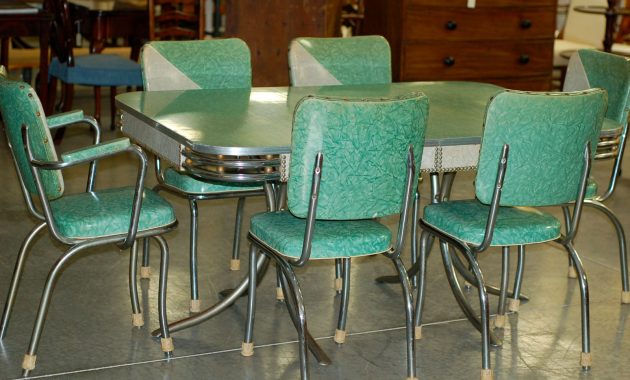 Chrome Vintage 1950s Formica Kitchen Table And Chairs Teal with regard to proportions 1600 X 1060