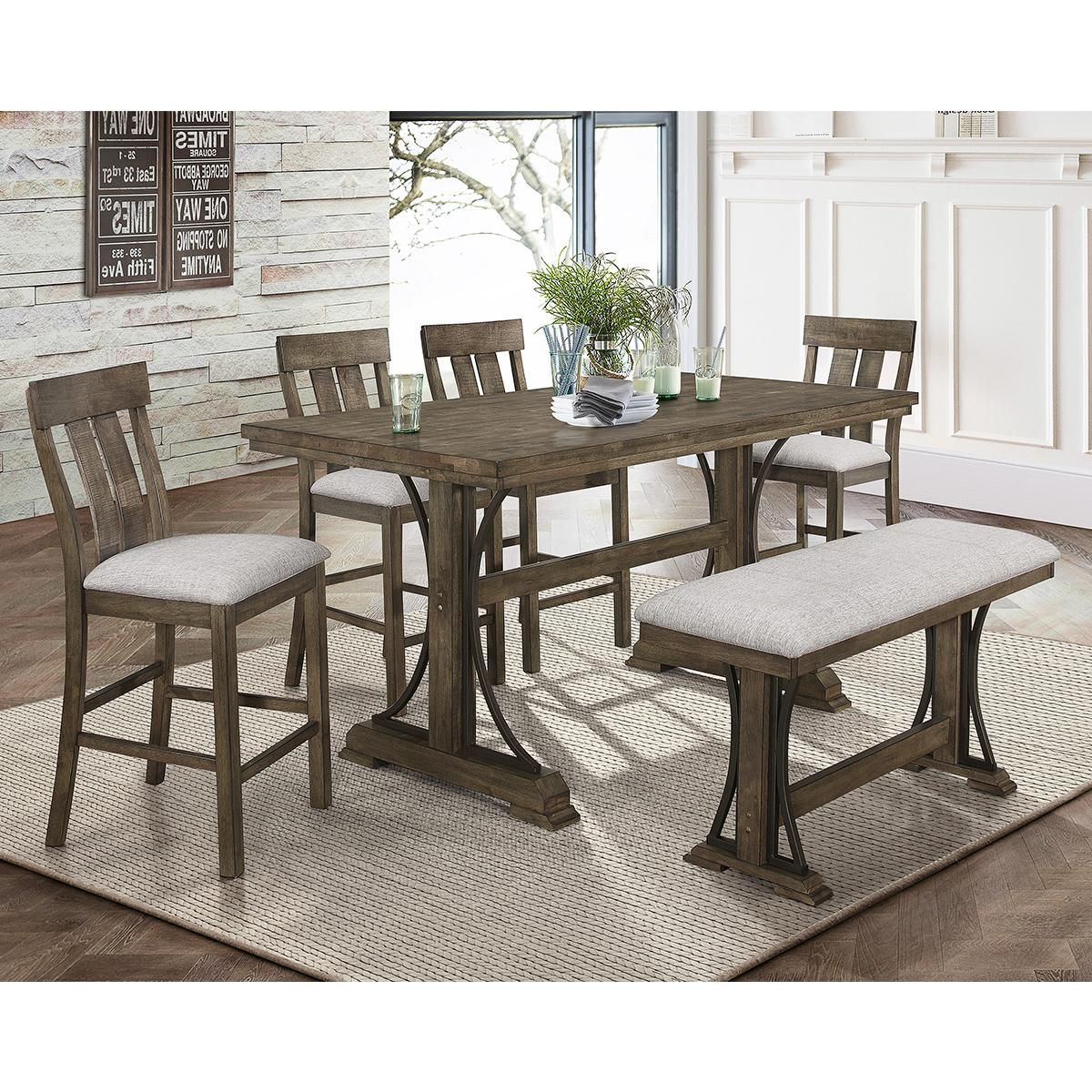 Claremont Quincy 6 Piece Counter Height Dining Set In Grey with regard to size 1200 X 1200