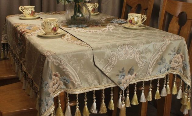 Classic Beige Table Cloth Jacquard Floral Formal Vintage in dimensions 1000 X 1000