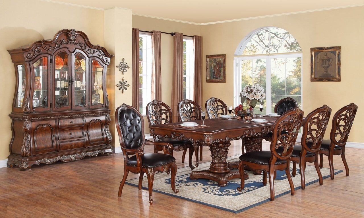 Cleopatra Dining Table 7pc Set Woptional Buffet With Hutch intended for size 1280 X 765