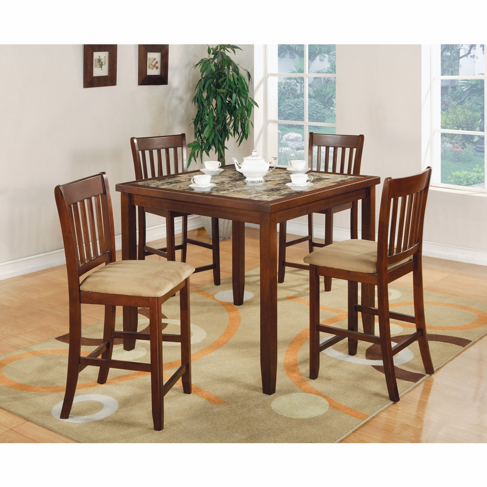 Coaster 5 Pc Counter Height Tablechairs Set In Cherry Finish 150154 pertaining to measurements 1000 X 1000