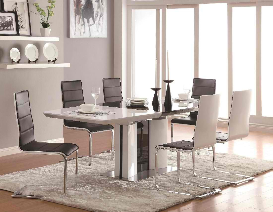 Coaster Broderick Modern Dining Room Set In White with size 1100 X 853