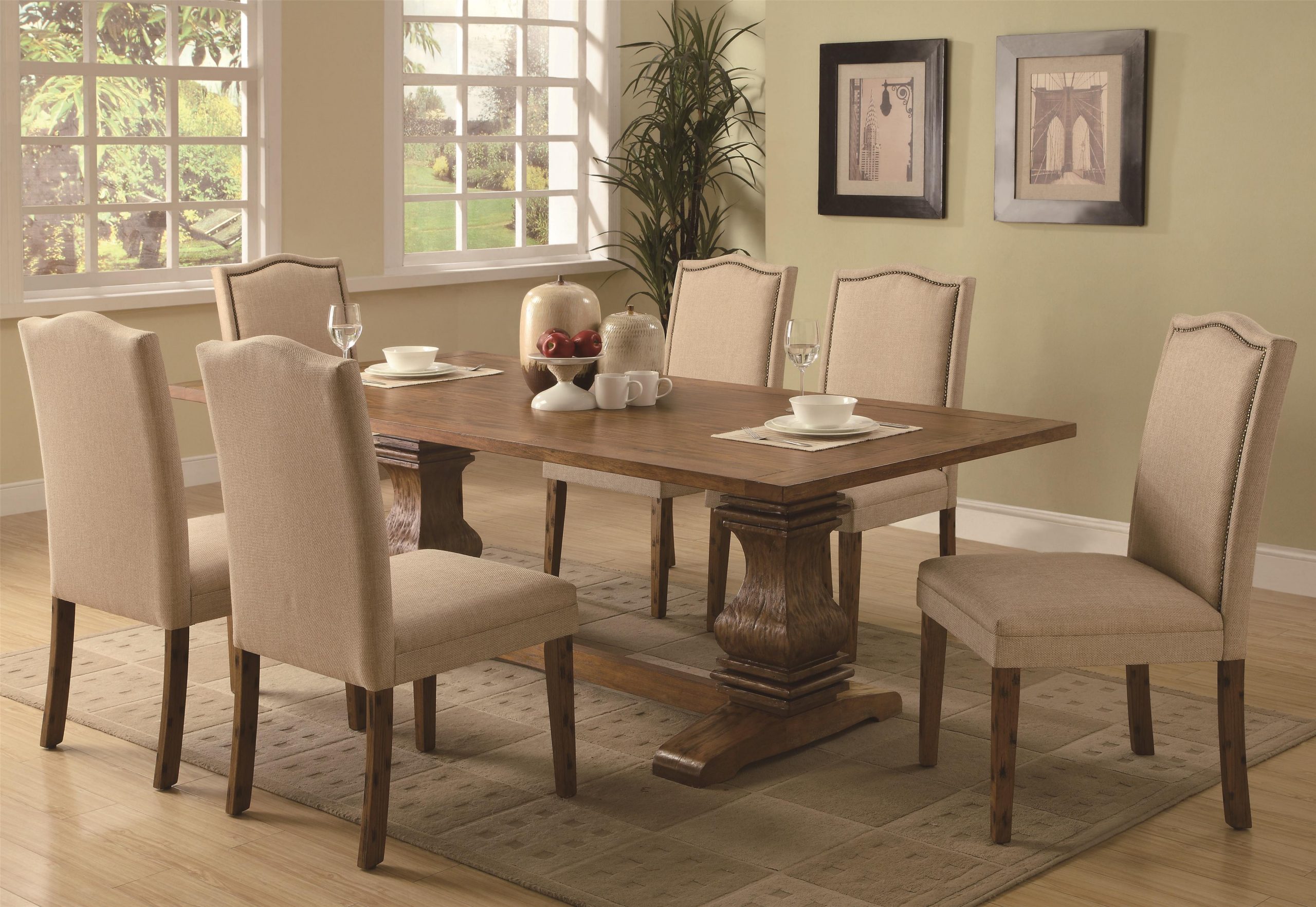 Coaster Parkins 7 Piece Dining Table And Parson Chair Set regarding proportions 4000 X 2758