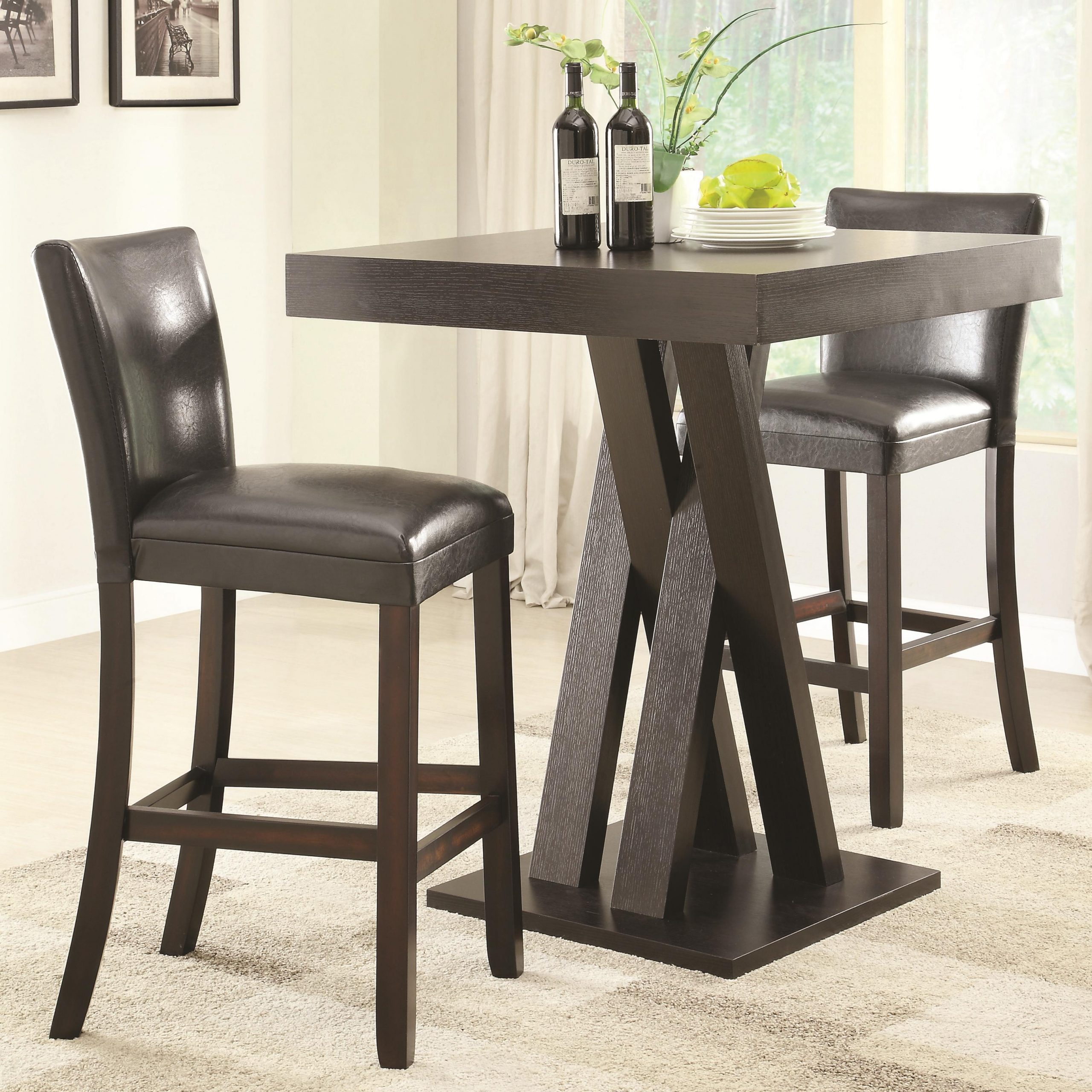 Coaster Selva 3pc Cappuccino Counter Height Dining Room Set with regard to proportions 3139 X 3139