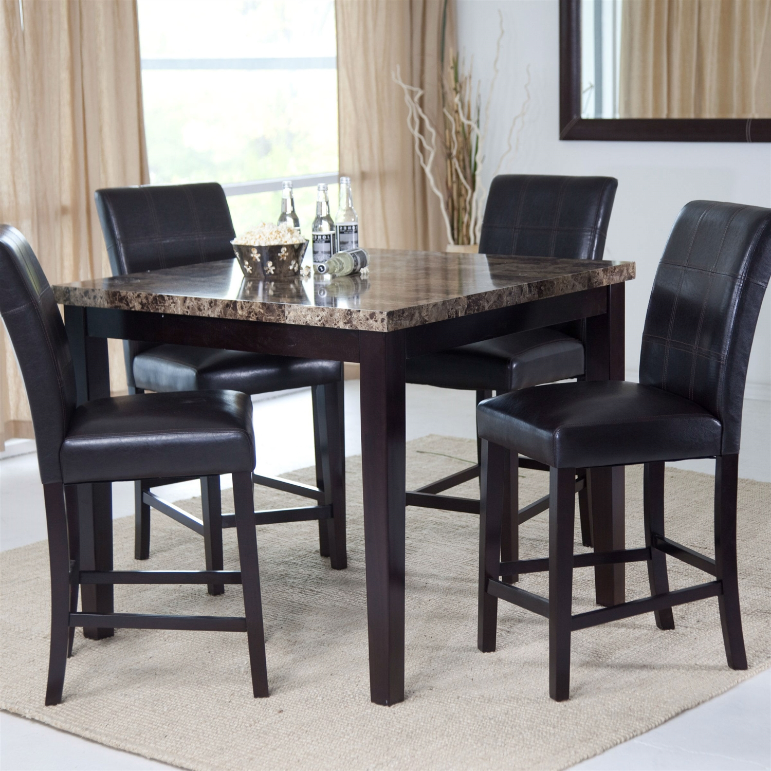 Contemporary 42 X 42 Inch Counter Height Dining Table With Faux Marble Top pertaining to measurements 1500 X 1500