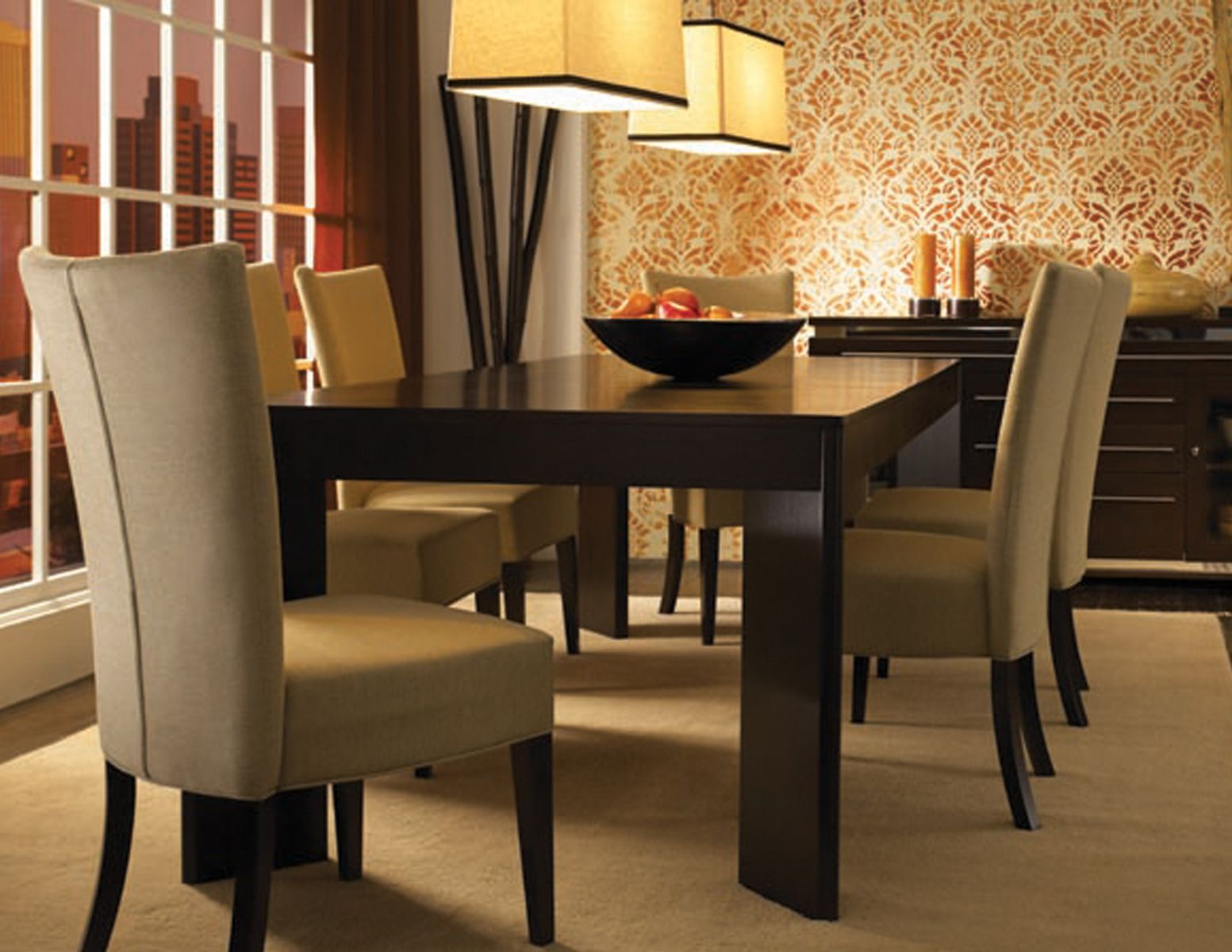 Contemporary Cherry Wood Dining Room Set Several Options within size 1553 X 1200