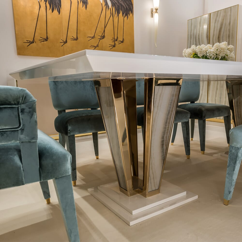 Contemporary Onyx Glass Dining Table Set throughout size 1000 X 1000