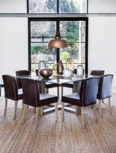 Cooper Glass Dining Table Samuel Leather Dining Chairs pertaining to sizing 825 X 1088