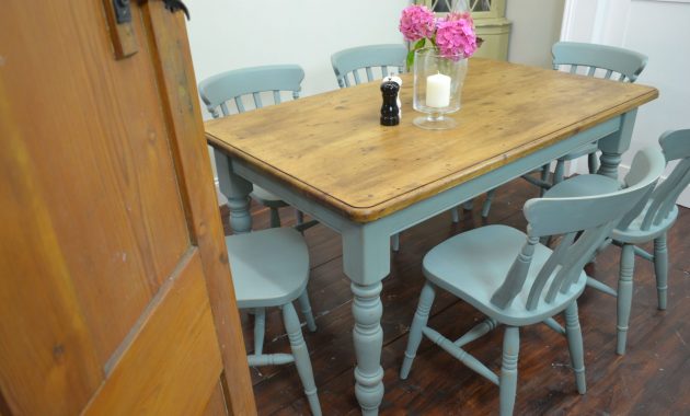 Country Dining Table With 6 Chairs Painted In Duck Egg Blue with dimensions 4608 X 3072