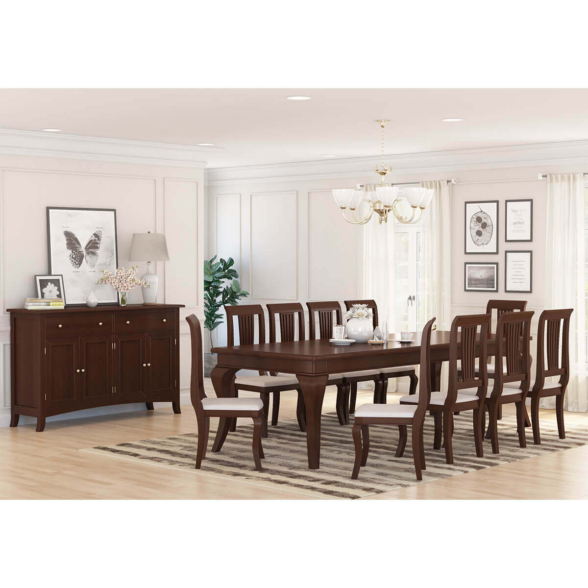 Cromberg Solid Mahogany Wood 12 Piece Dining Room Set throughout size 1200 X 1200