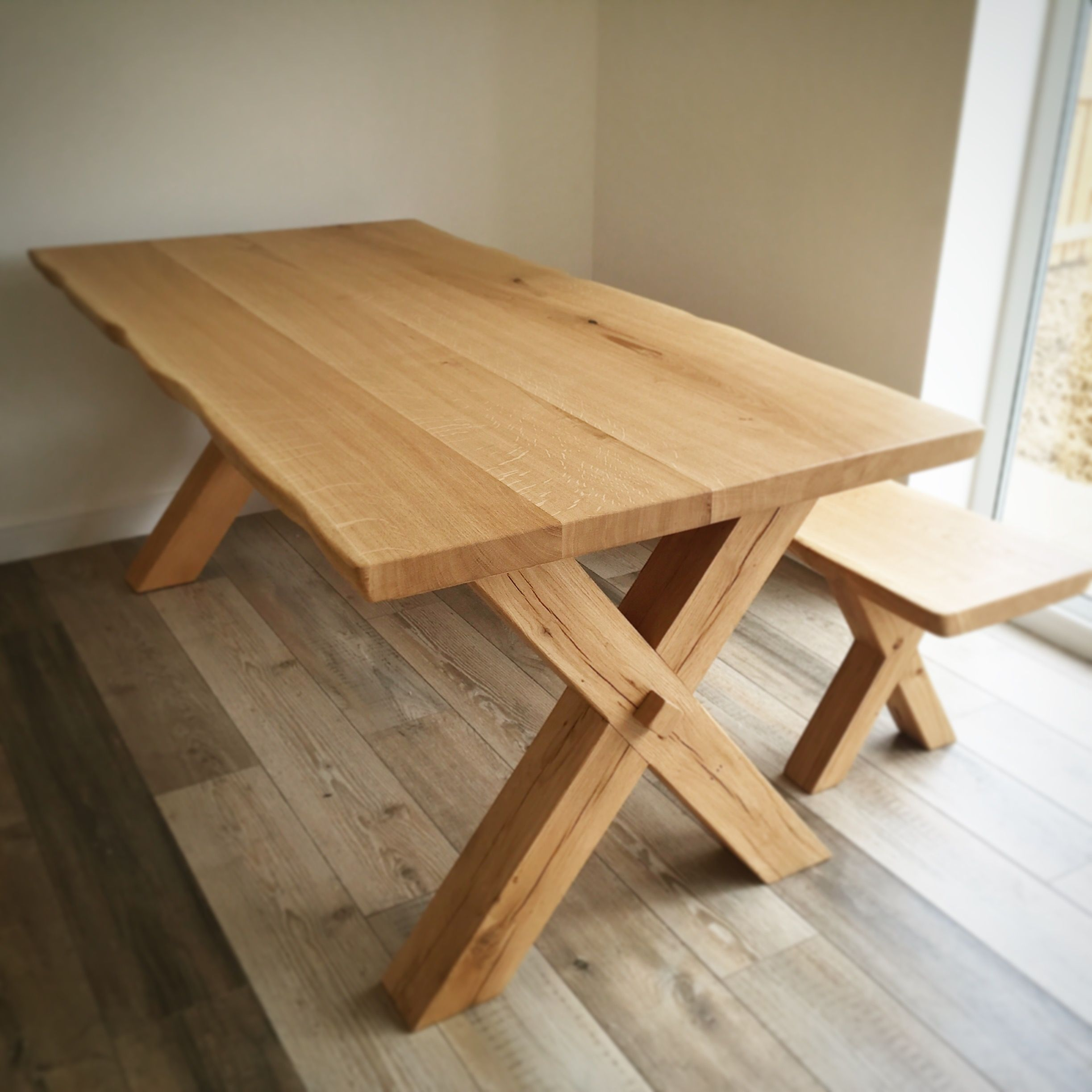 Cross Leg Solid Oak Dining Table Handmade In The Uk Oak with size 2446 X 2446