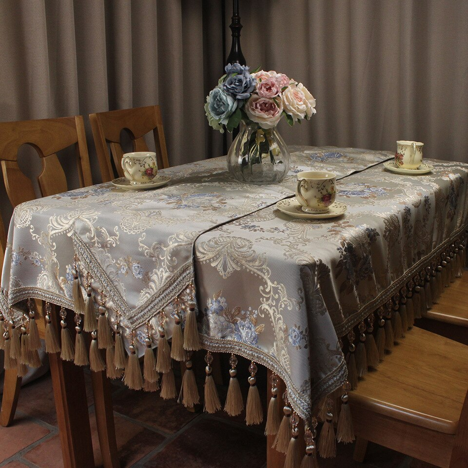 Curcya Classic Vintage Wedding Table Cloth Luxury Jacquard Handmade Formal Dining Table Covers Home Decoration Custom Size within proportions 960 X 960