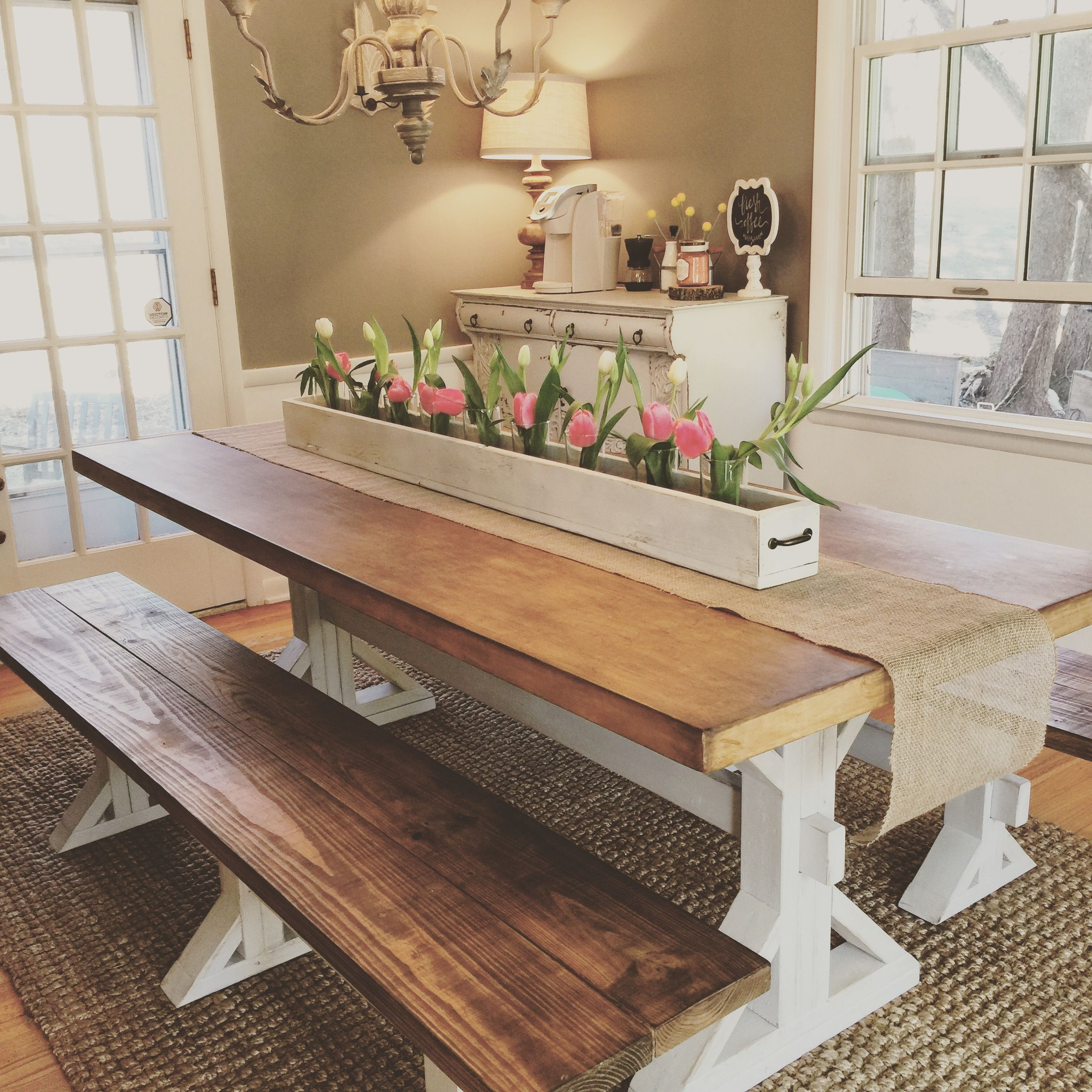 Custom Built 7 Ft Diy Farmhouse Dining Table And Bench Along intended for dimensions 2448 X 2448