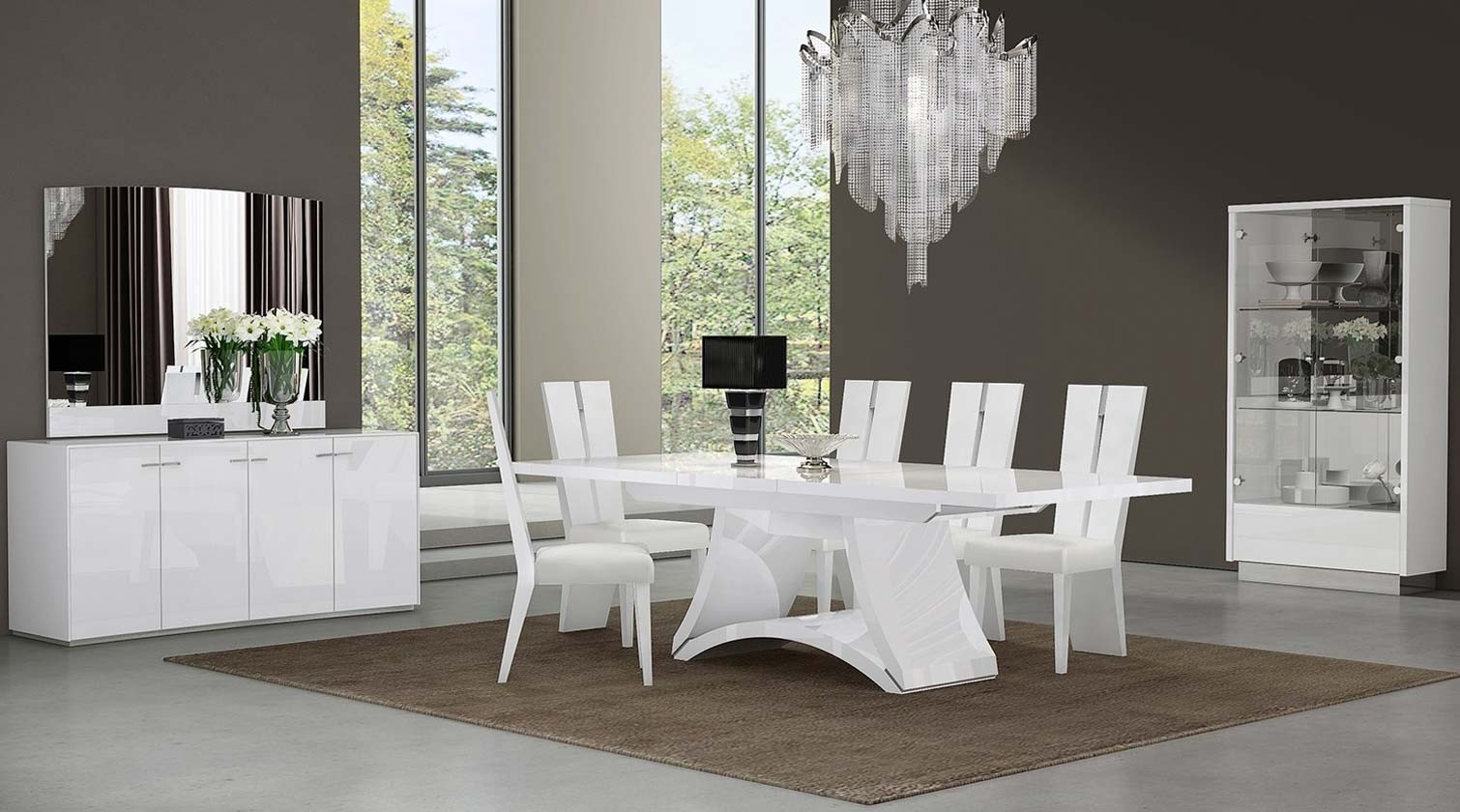 D313 Modern Dining Room Set In White Lacquer Finish pertaining to measurements 1510 X 840