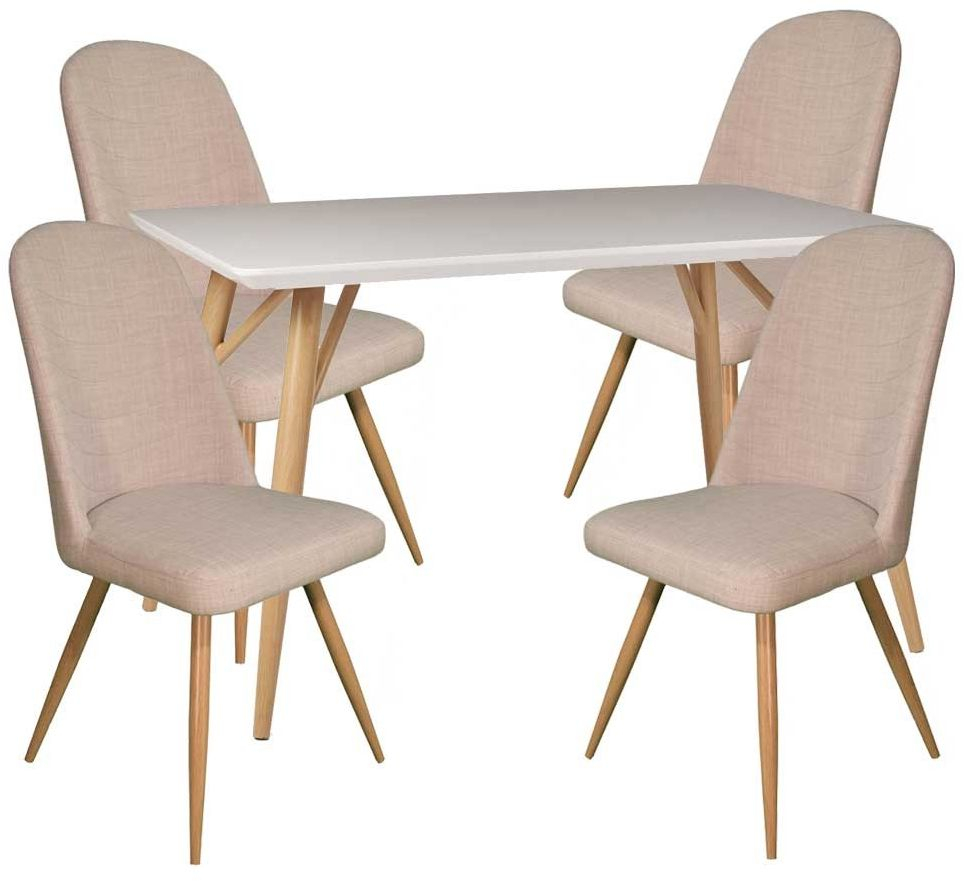 Dansk Rectangular Dining Table 4 Cameo Ivory Dining Chairs within proportions 964 X 881