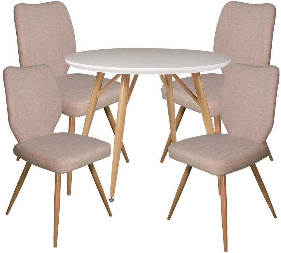 Dansk Round Dining Table 4 Bella Ivory Dining Chairs in size 963 X 867