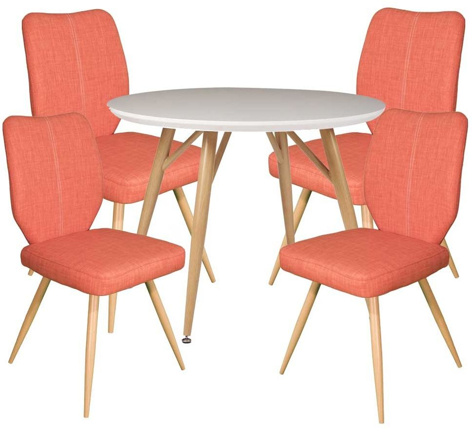 Dansk Round Dining Table 4 Bella Orange Dining Chairs regarding size 970 X 883