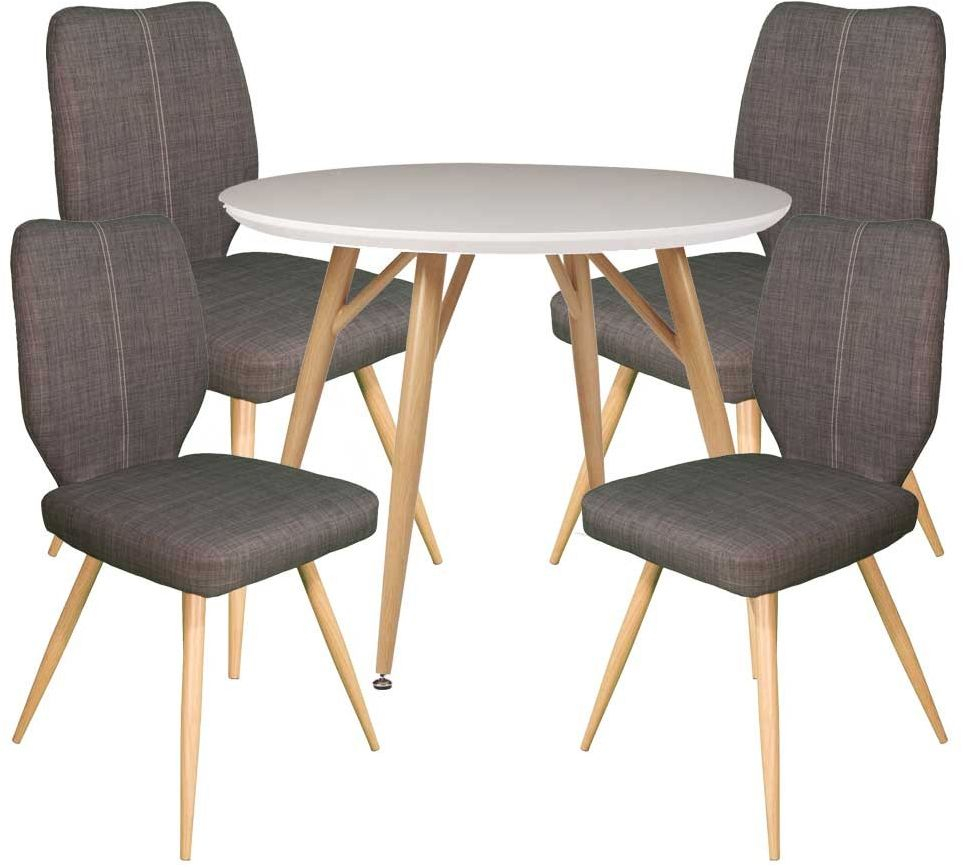 Dansk Round Dining Table 4 Bella Slate Dining Chairs for measurements 963 X 867