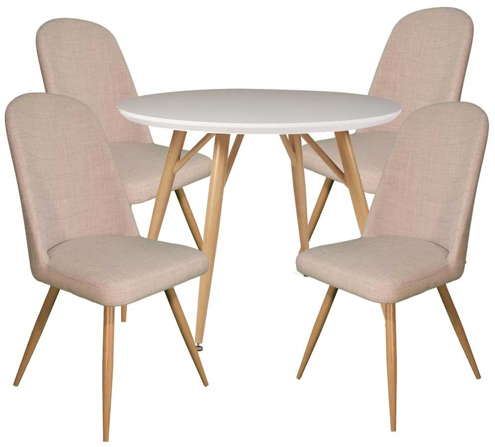 Dansk Round Dining Table 4 Cameo Ivory Dining Chairs pertaining to size 993 X 897