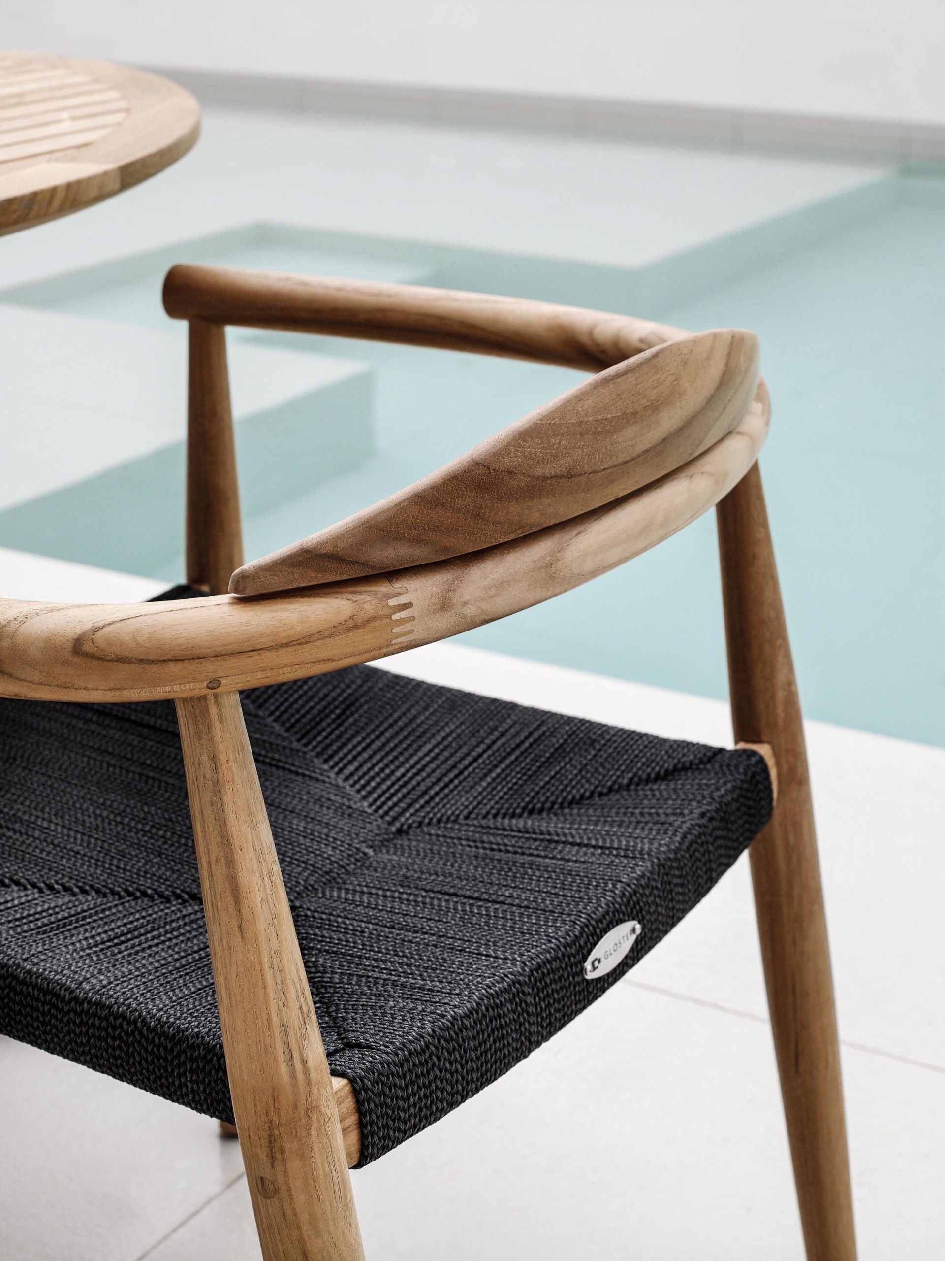 Dansk Stacking Chair With Arms Teak Frame And Woven Rope regarding measurements 2250 X 3000