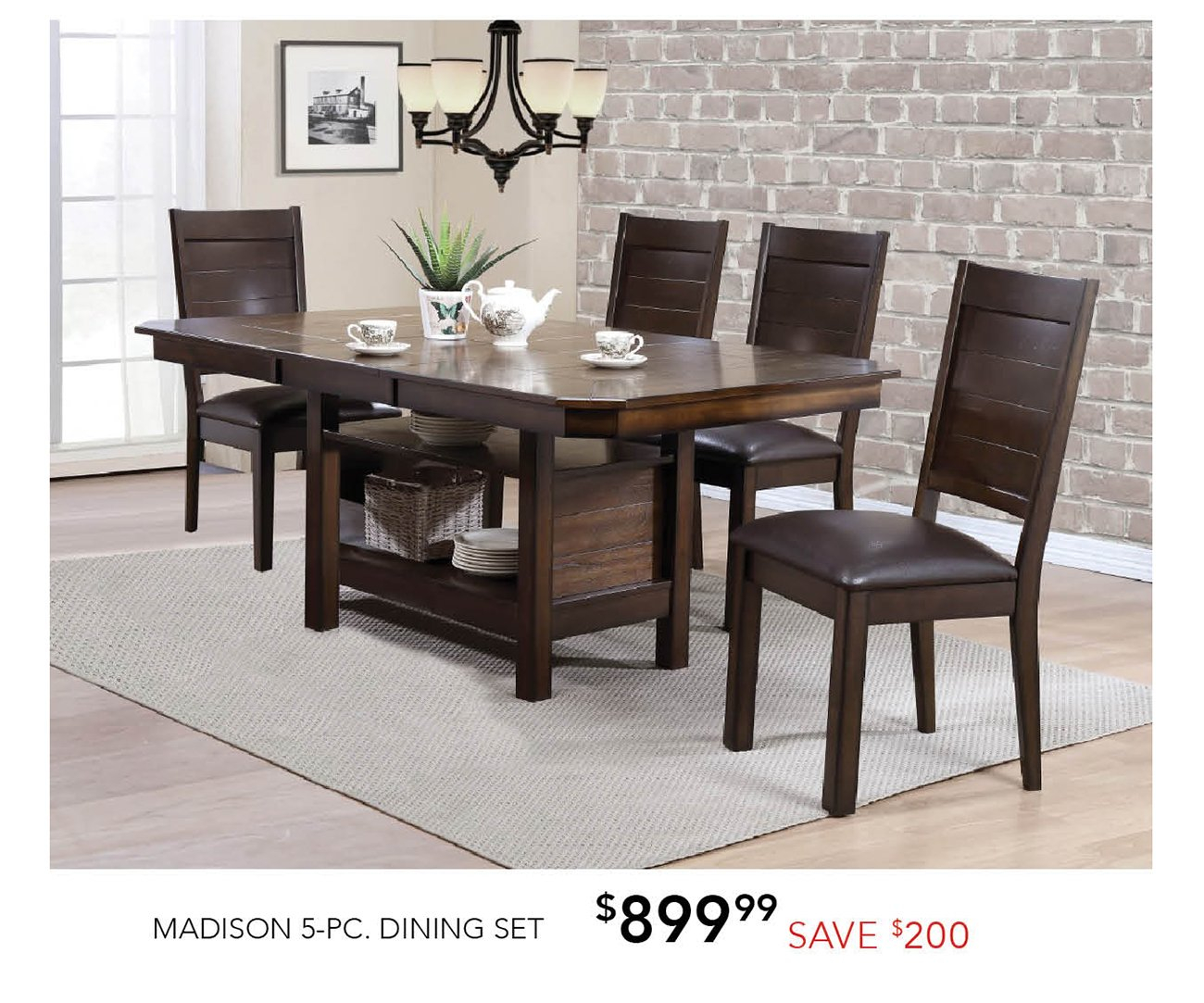Dark Brown 5 Piece Dining Set Madison Rc Willey pertaining to dimensions 1300 X 1083