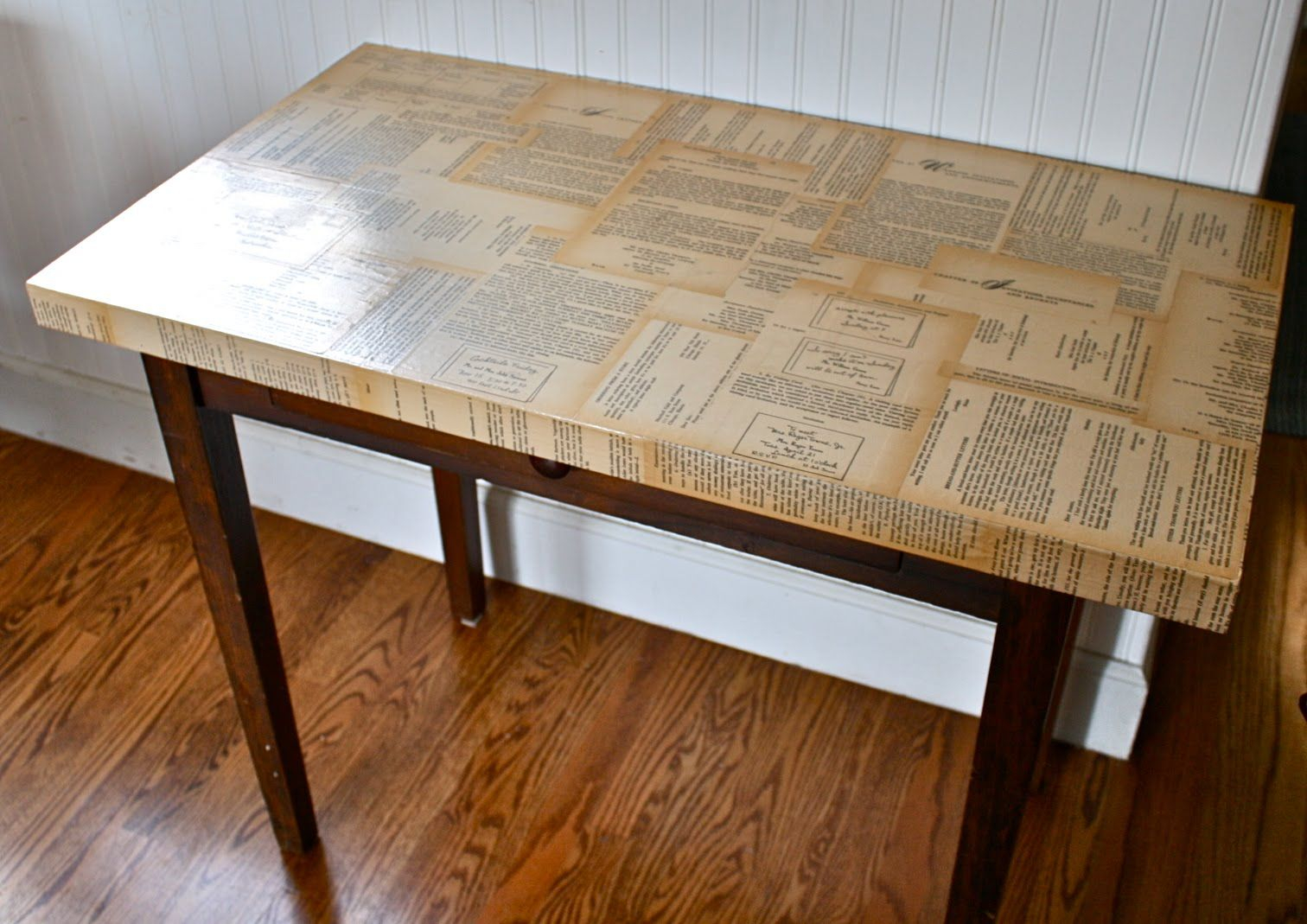 Decoupage Old Book Pages Table In 2020 Decoupage Table throughout measurements 1512 X 1069