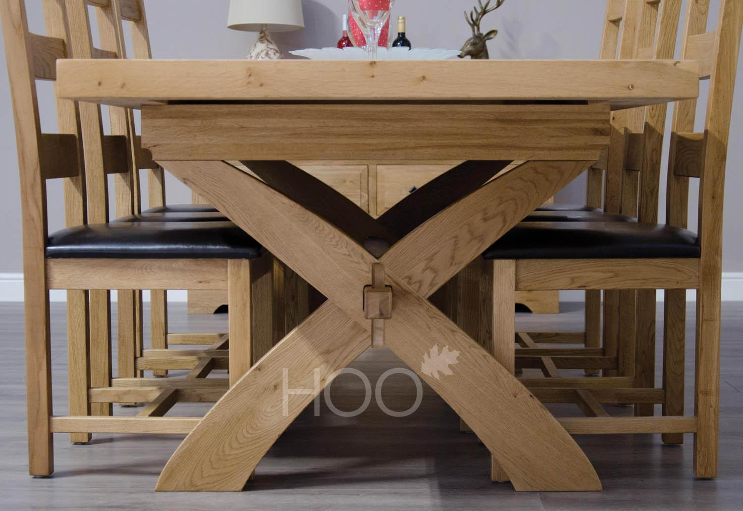 Deluxe Oak X Leg Extending Dining Table within sizing 1500 X 1033