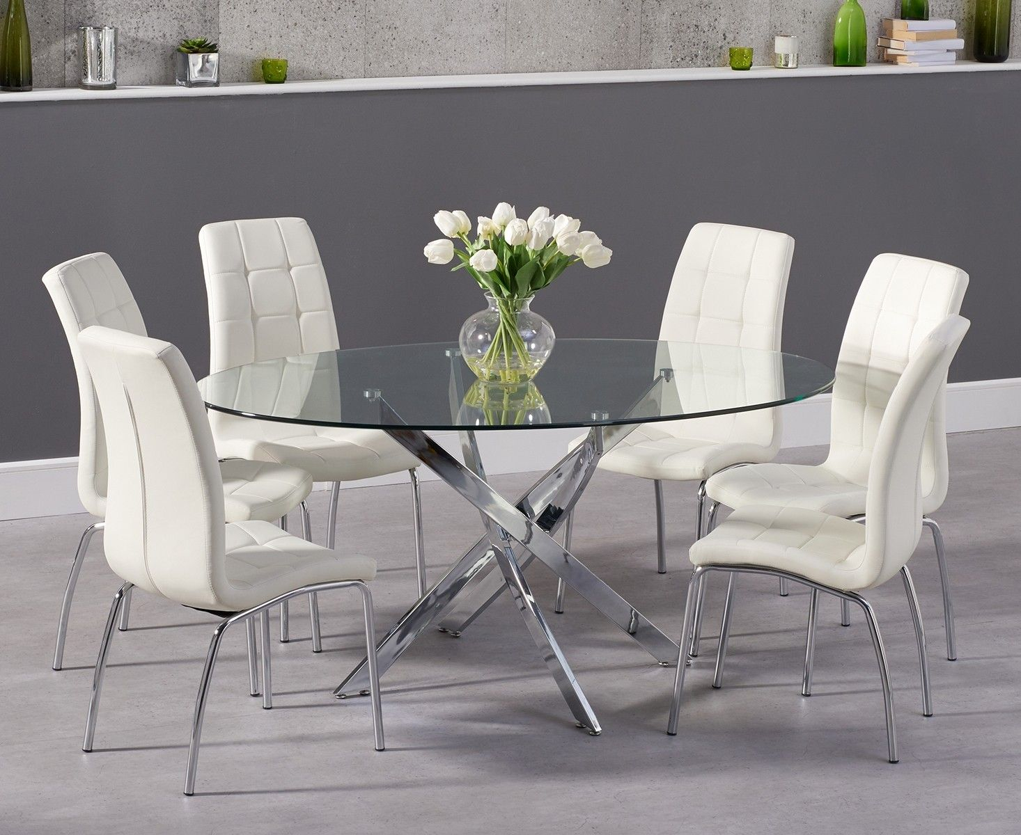 Denver 165cm Oval Glass Dining Table With Calgary Chairs in proportions 1466 X 1200