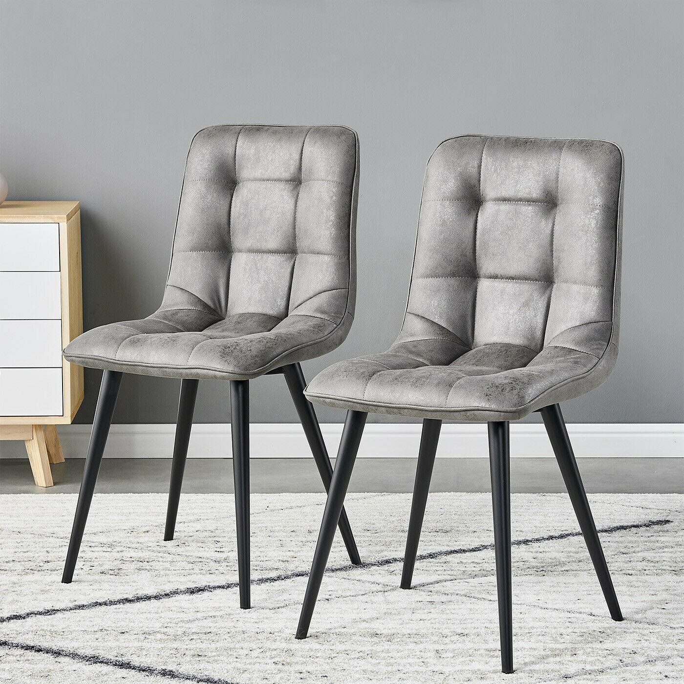 Details About 2 4 6 Modern Dining Chairs Faux Suede Fabric Padded Black Legs Kitchen Room Sets with sizing 1400 X 1400