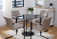 Details About Dining Table 4 Leather Chair Set Modern Kitchen Furniture Glass Round Table within measurements 960 X 960