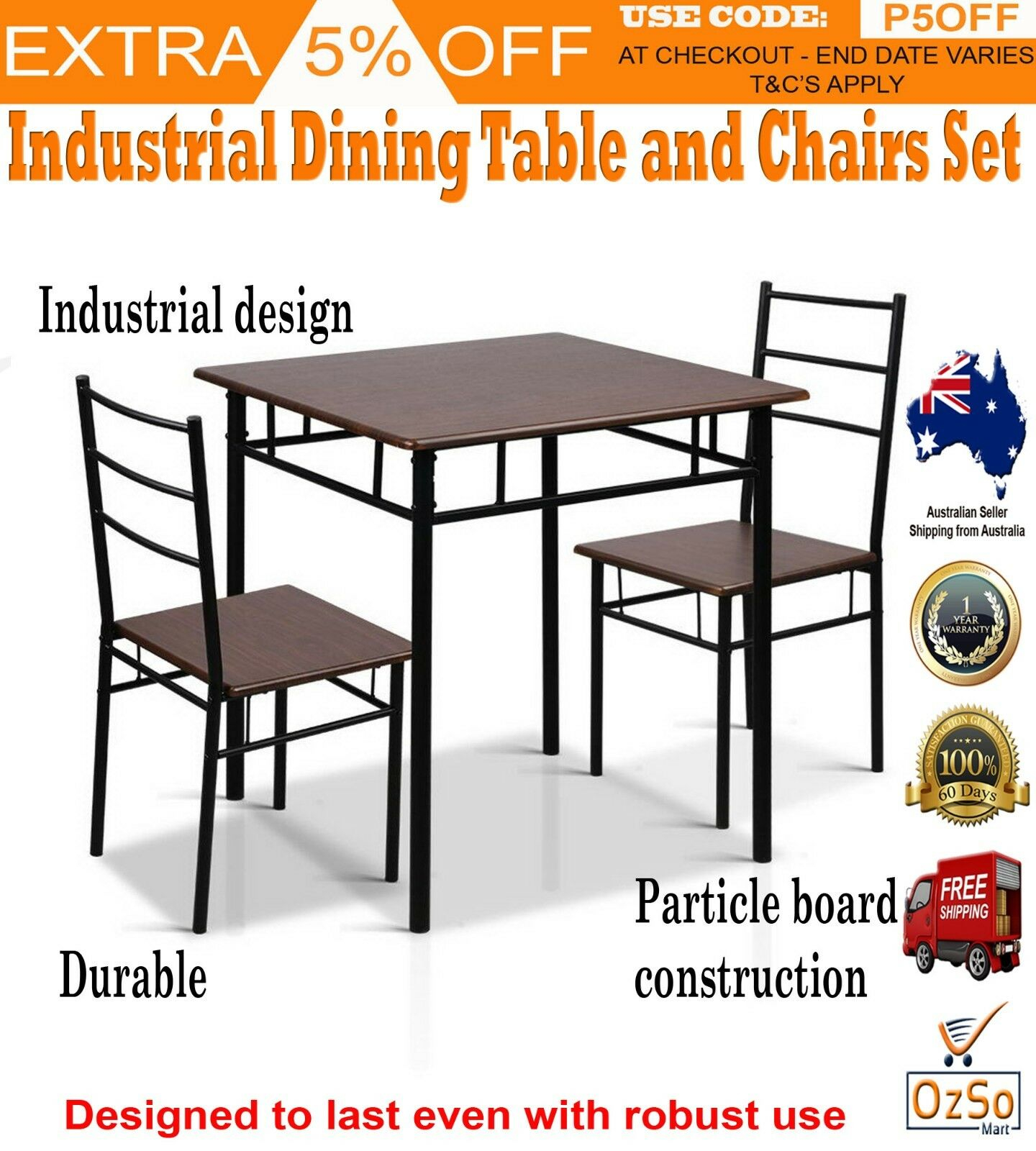 Details About New Small Metal Dining Table 2 Chair Set Kitchen Walnut Black Modern Steel in dimensions 1440 X 1600