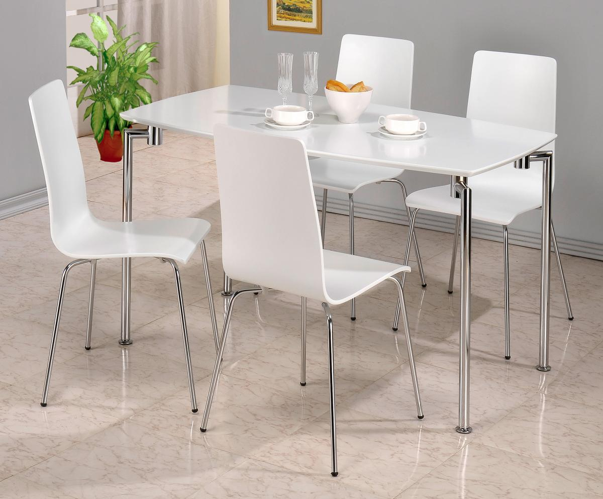 Details About White High Gloss Rectangle Dining Table Set With 4 High Gloss Chrome Chairs within proportions 1200 X 993
