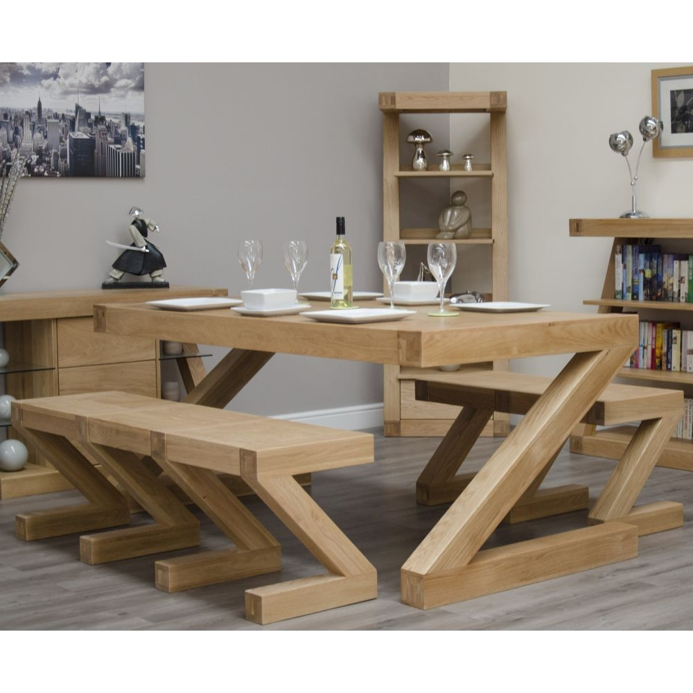 Details About Z Solid Oak Dining Room Furniture Dining Table And Two Benches Set with regard to size 1000 X 1000