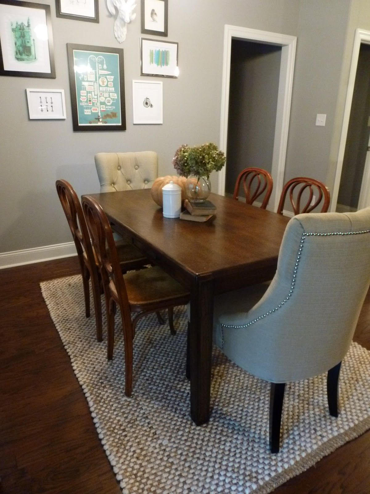 Dining Room Grey Dining Room Rug Lays Down On Brown Floor in size 1200 X 1600