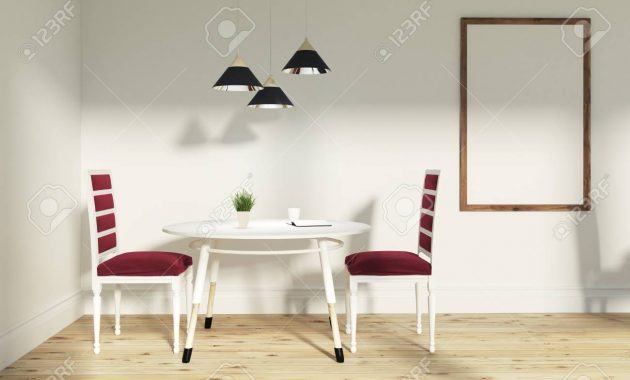 Dining Room Interior With Two Red Chairs Standing Near A White for proportions 1300 X 866