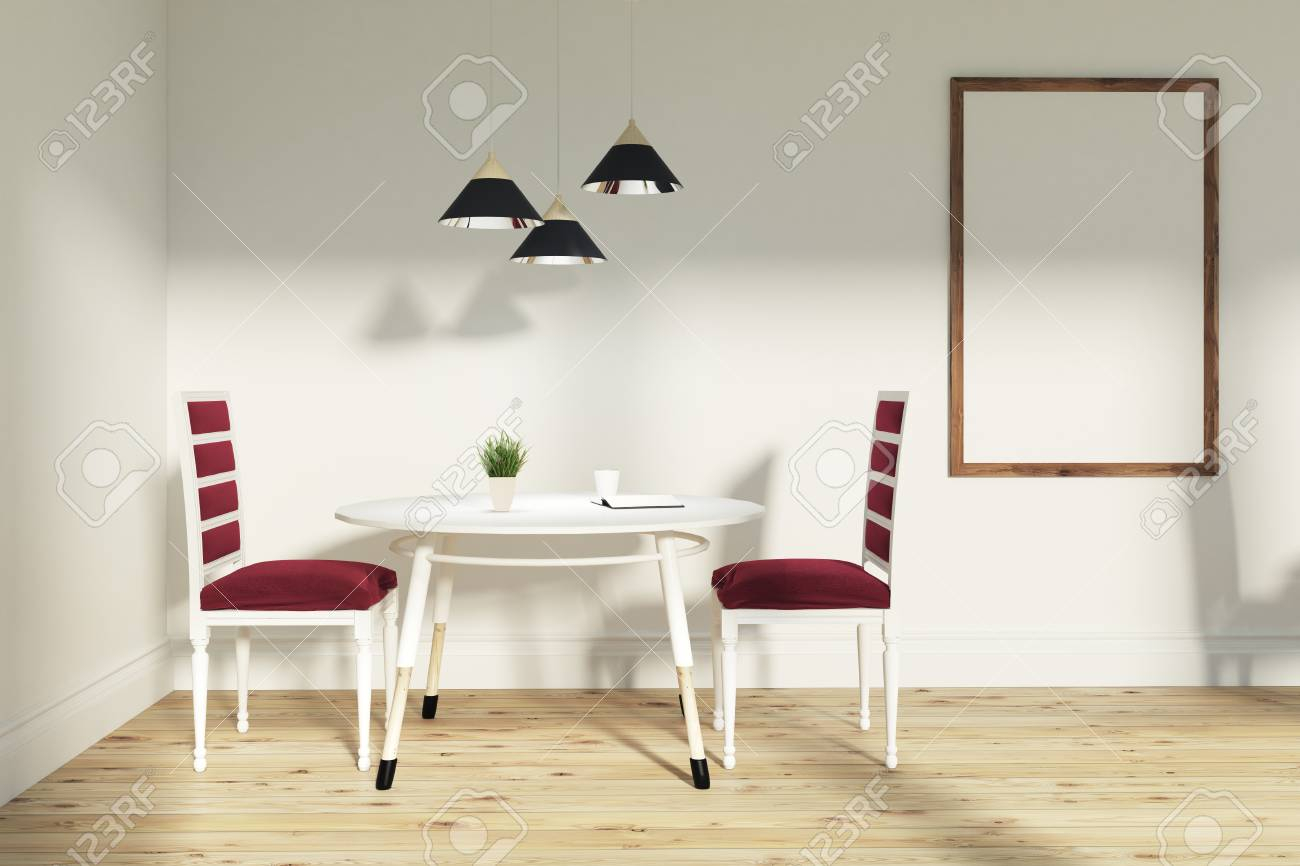 Dining Room Interior With Two Red Chairs Standing Near A White for proportions 1300 X 866