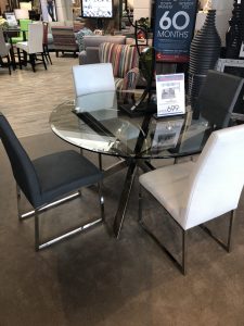 Dining Room Table Glass Table Silver Centerpiece Gray Chairs intended for dimensions 3024 X 4032