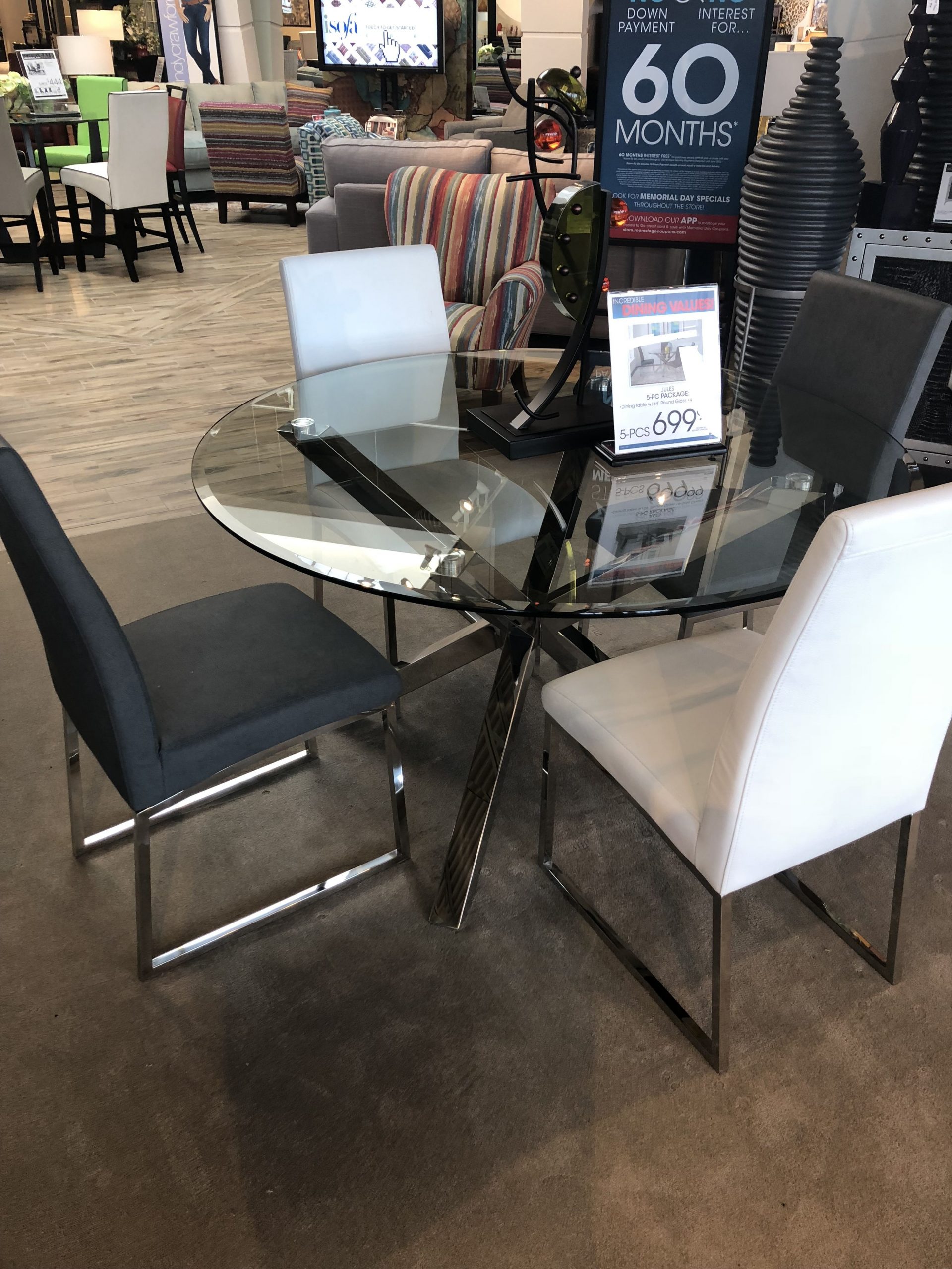 Dining Room Table Glass Table Silver Centerpiece Gray Chairs regarding proportions 3024 X 4032