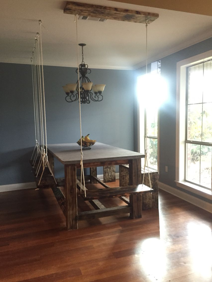 Dining Room Table With Chair Swings And A Bench Swinging with regard to sizing 852 X 1136