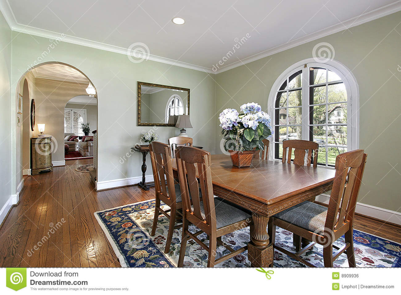 Dining Room With Green Walls Stock Photo Image Of Real with proportions 1300 X 957